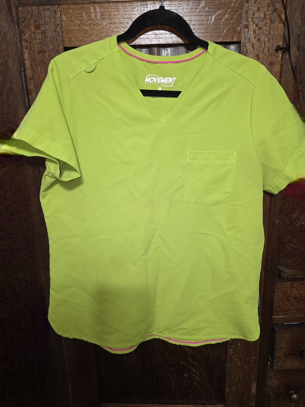 Lime Green V-Neck Pocket Tee - Women’s Short Sleeve